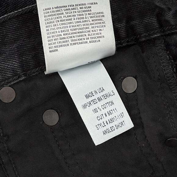 AGOLDE Pieced Angled Denim Shorts Women’s Size 24 Raw Hem Shambles Black - Picture 4 of 5